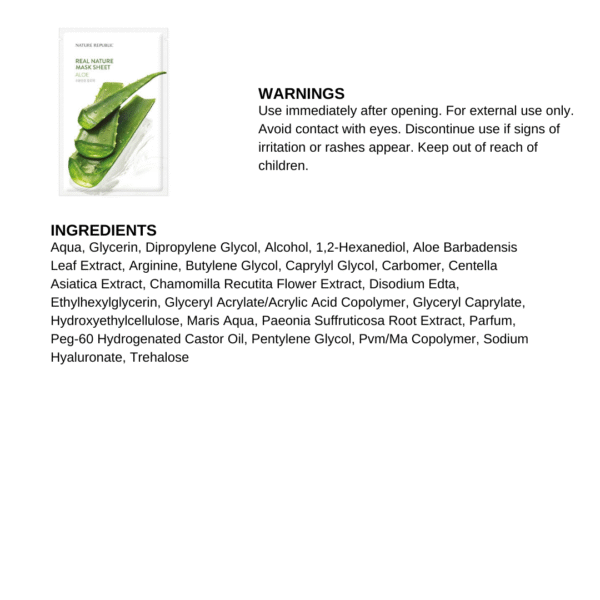 Real Nature Aloe Mask Sheet (10 SHEETS) - Image 2